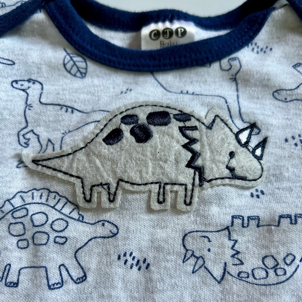 🔥 Blue and Gray Dinosaur Baby Onesie, 6-9M